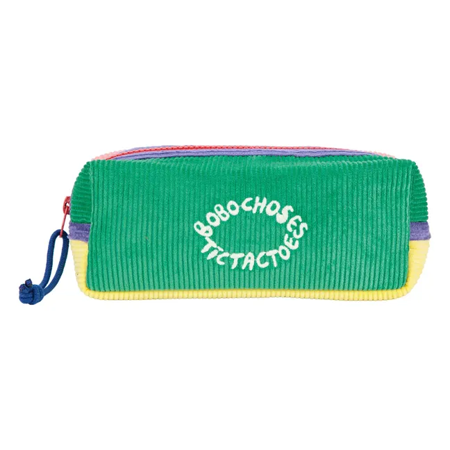 Colorblock Cord-Federmäppchen | Grün