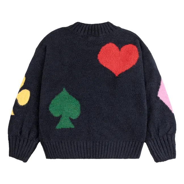 Cardigan Cœur Laine | Bleu nuit