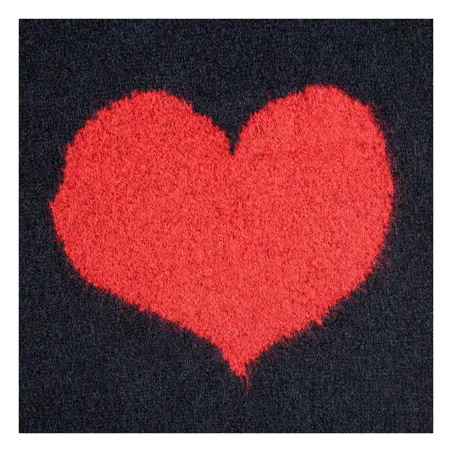 Cardigan Cœur Laine | Bleu nuit