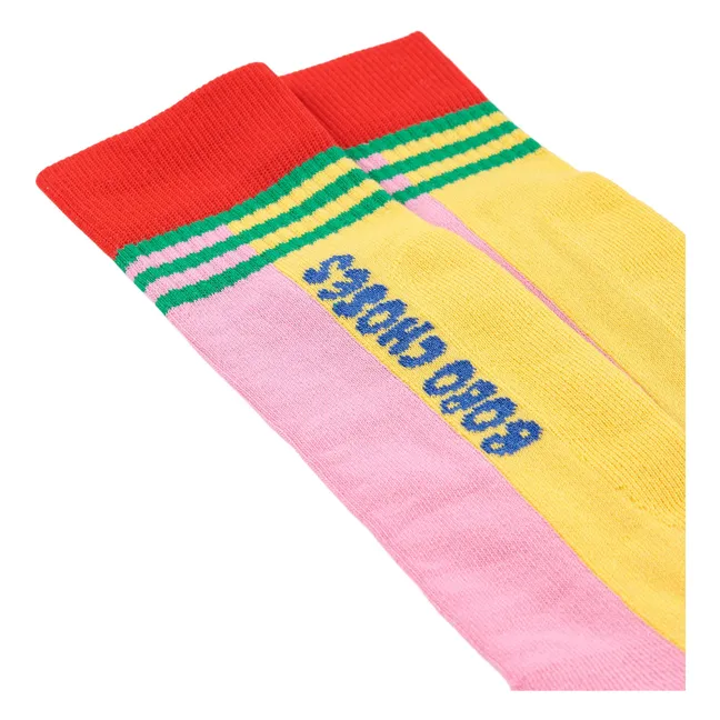 Calcetines de algodón orgánico a rayas | Rosa
