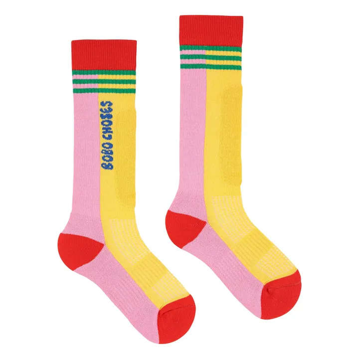 Calcetines de algodón orgánico a rayas | Rosa- Imagen del producto n°0