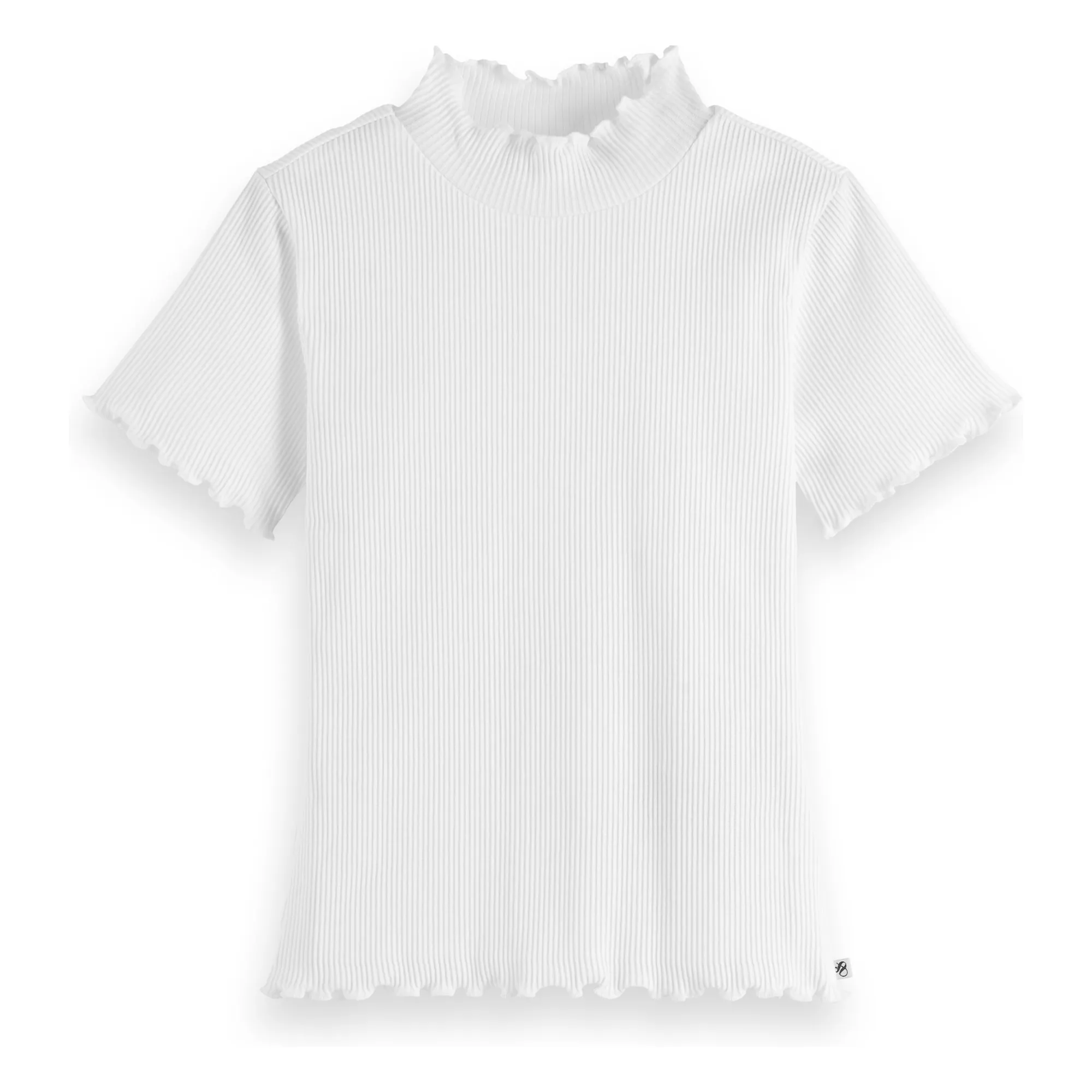 Scotch & Soda White Ribbed Organic Cotton T-Shirt