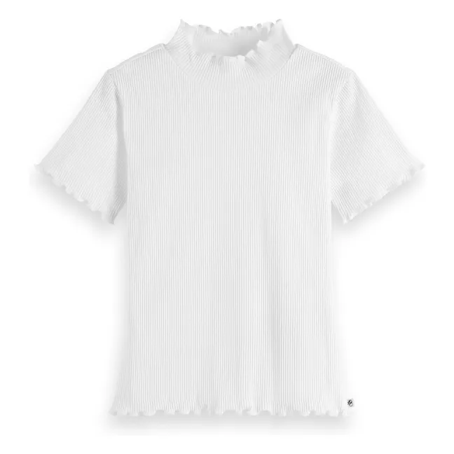 Camiseta de algodón orgánico acanalada | Blanco