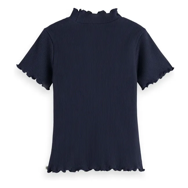 Camiseta de algodón orgánico acanalada | Azul Marino