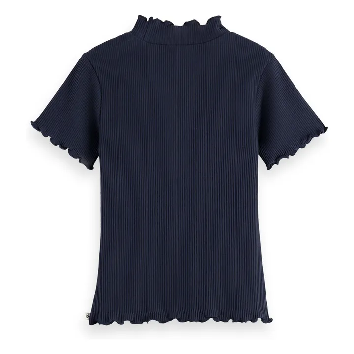 T-shirt Côtelé Coton Bio | Bleu marine- Image produit n°1