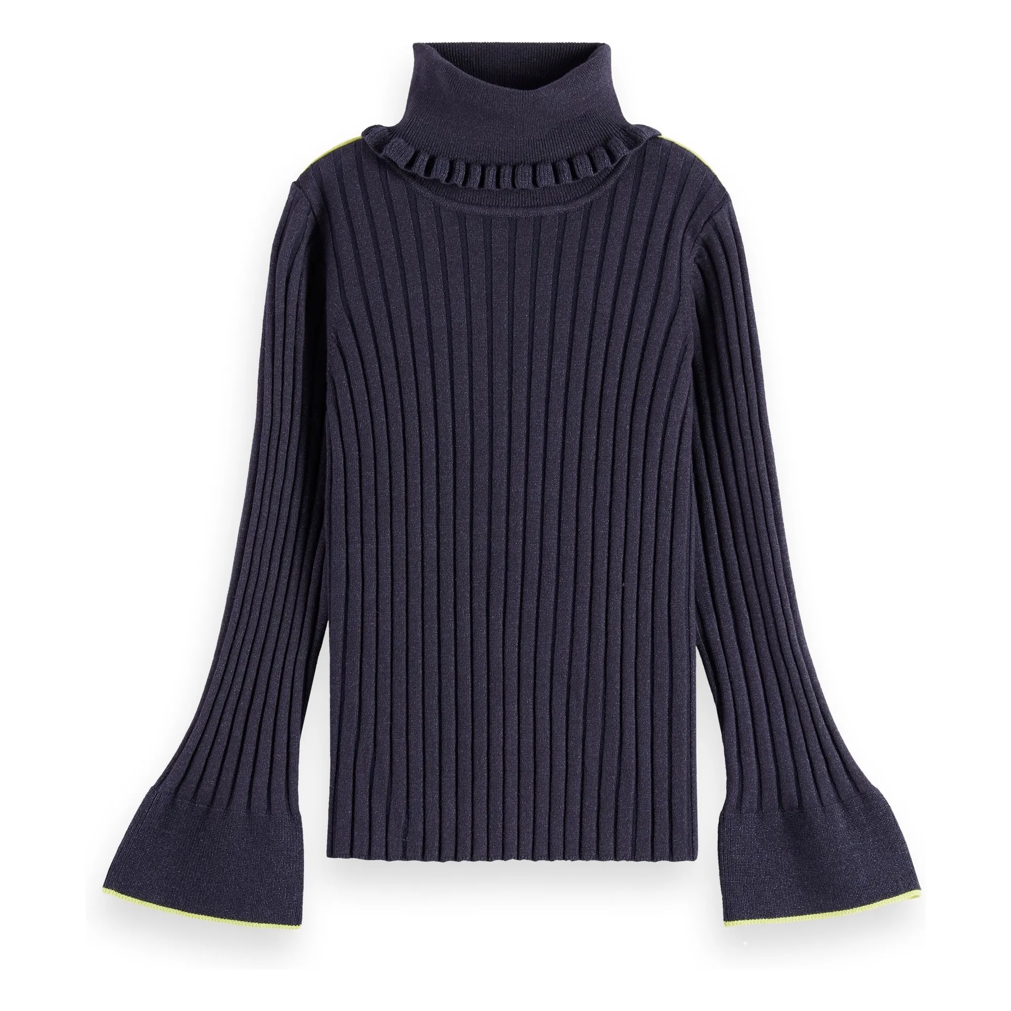 Scotch & Soda Grey Blue Ribbed Roll Neck Sweater