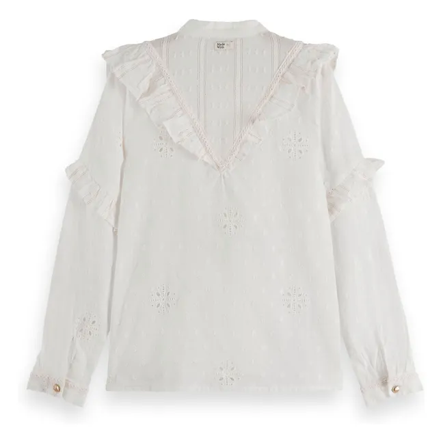 Blusa con volantes | Crema
