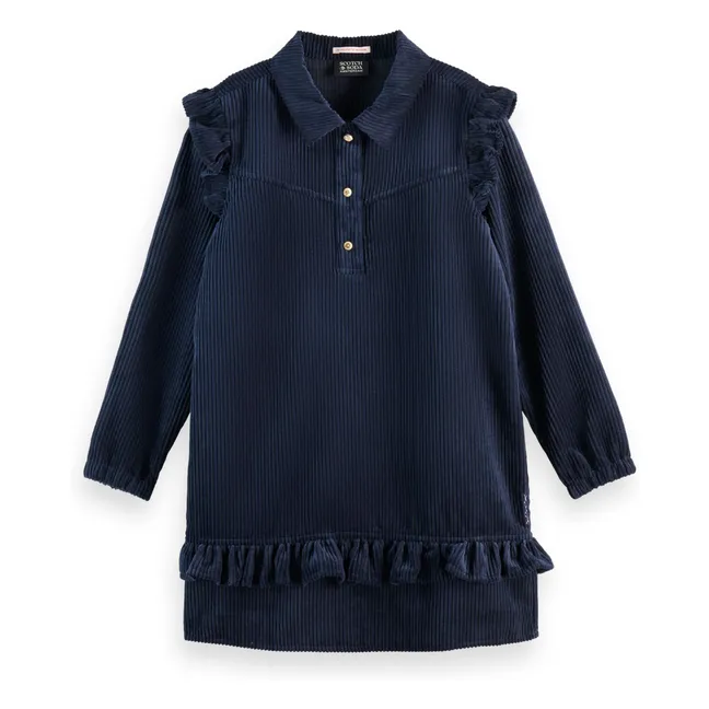 Robe Velours Côtelé | Bleu marine