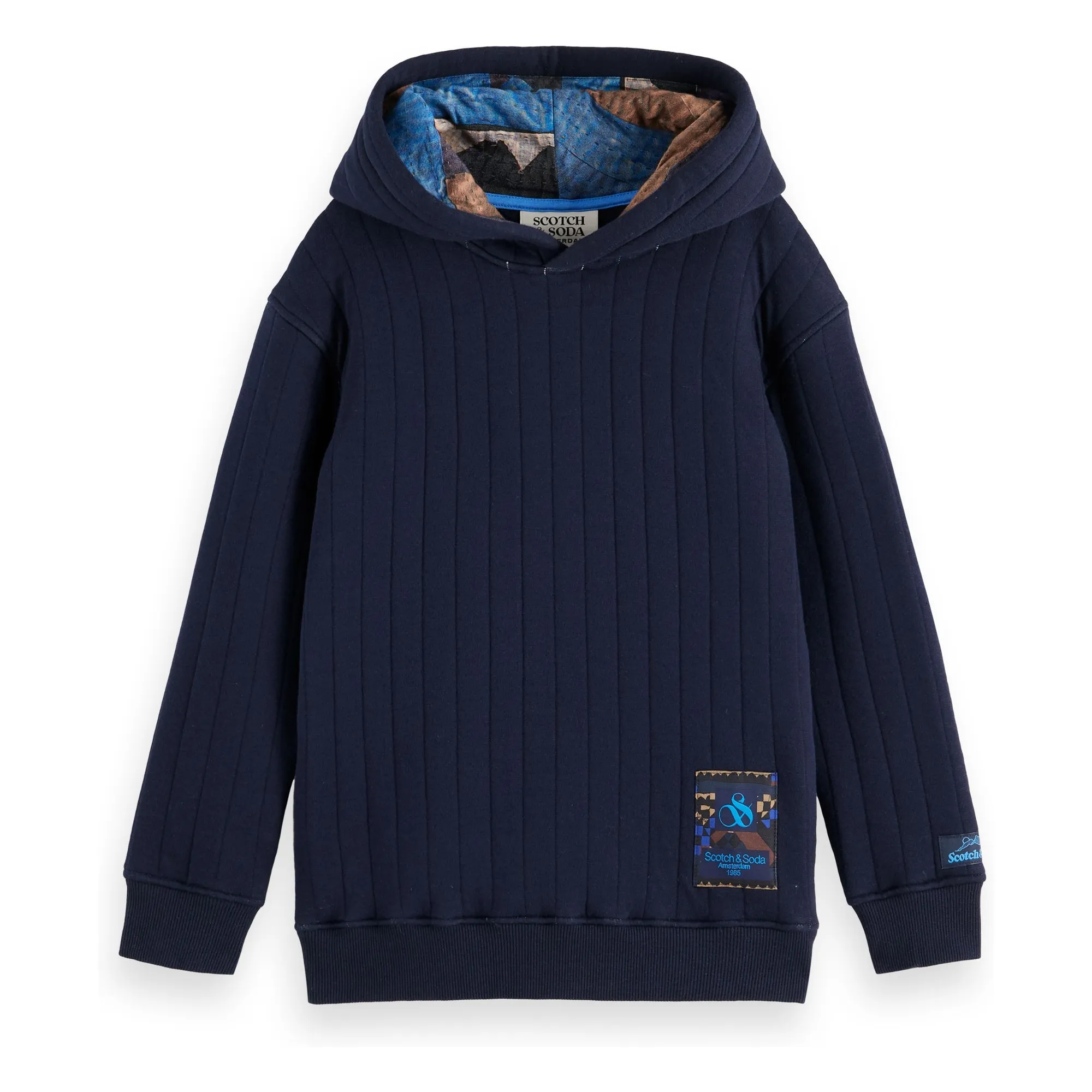 Scotch & Soda Navy Blue Patchwork Quilted Sweat