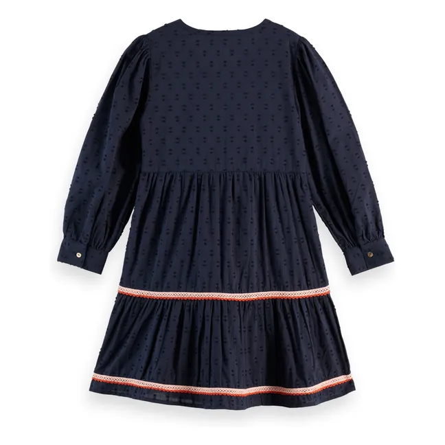 Robe Brodée Jacquard | Bleu marine