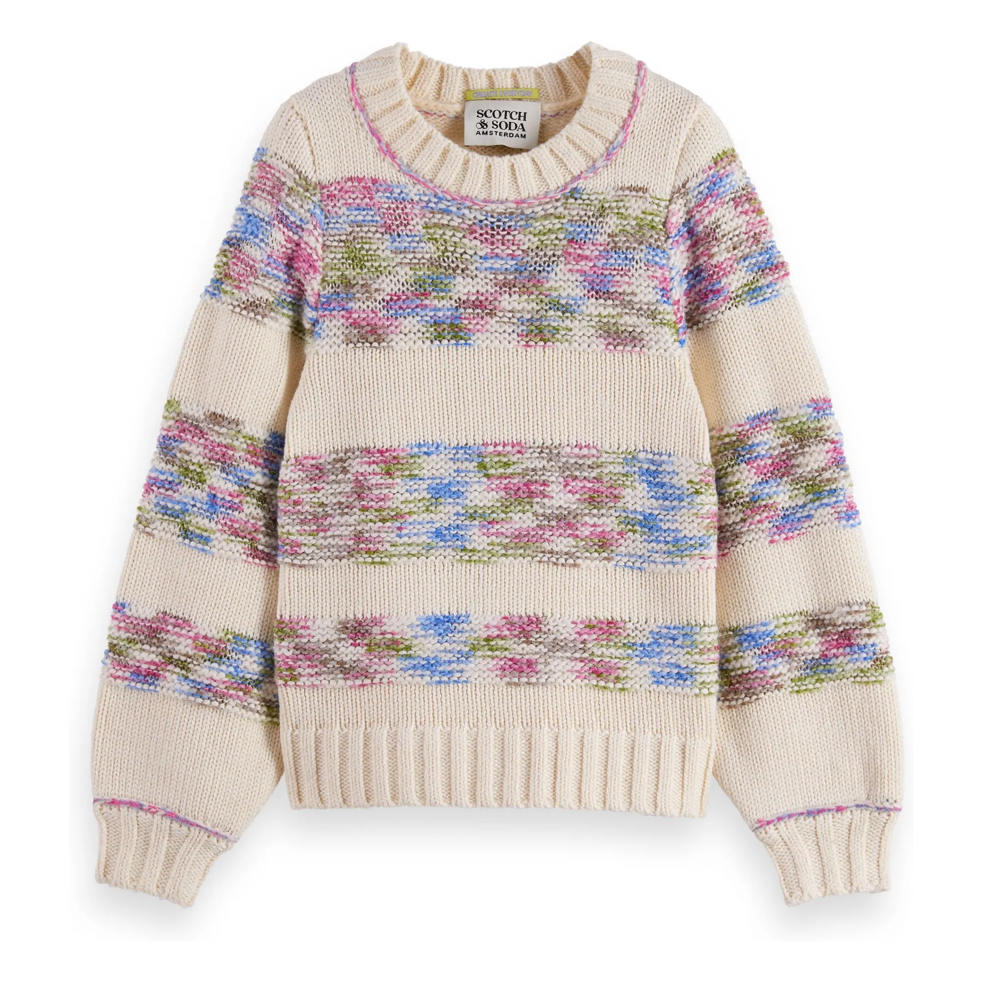 Scotch & Soda Beige Striped Rainbow Sweater Recycled Fibers