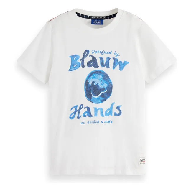 T-shirt Blauw Hands | Blanc