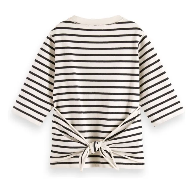 T-shirt Manches 3/4 Rayé | Blanc