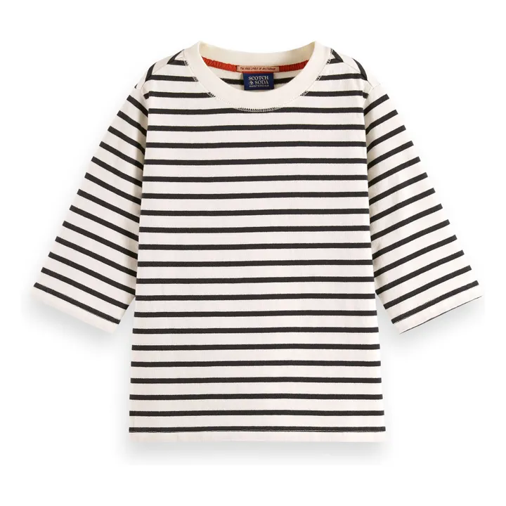 T-shirt Manches 3/4 Rayé | Blanc- Image produit n°0