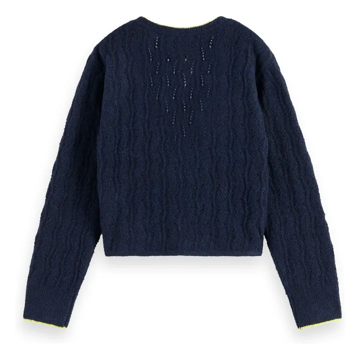 Cardigan Ajouré | Bleu marine- Image produit n°1