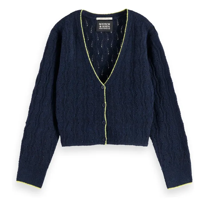 Cardigan Ajouré | Bleu marine- Image produit n°0