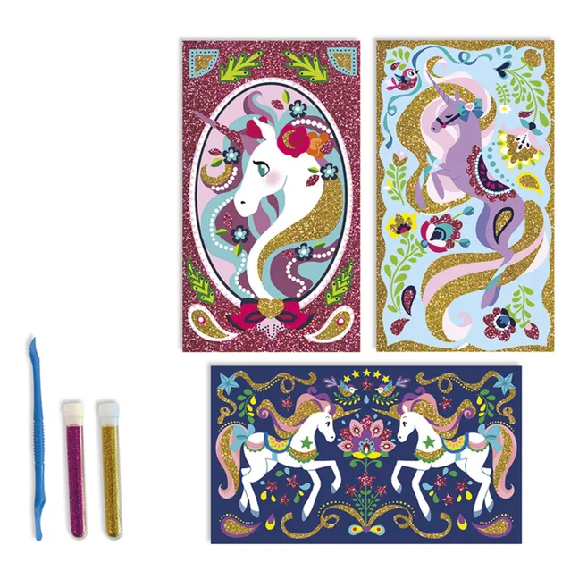 Kit pour dessins pailletés Licornes - Janod x Hachette