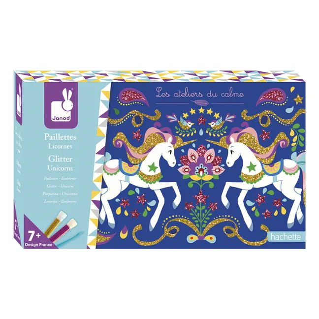 Kit pour dessins pailletés Licornes - Janod x Hachette