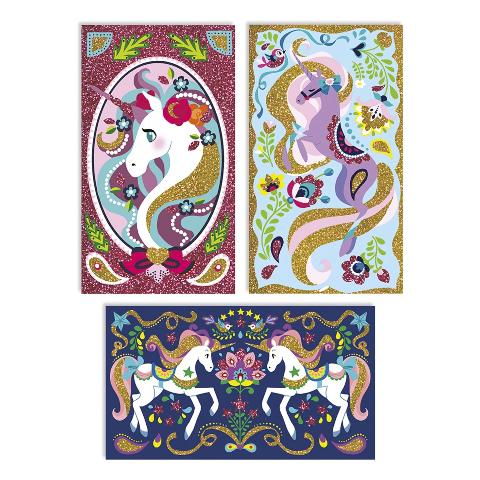 Janod Multicoloured Unicorn Glitter Drawing Kit - X Hachette