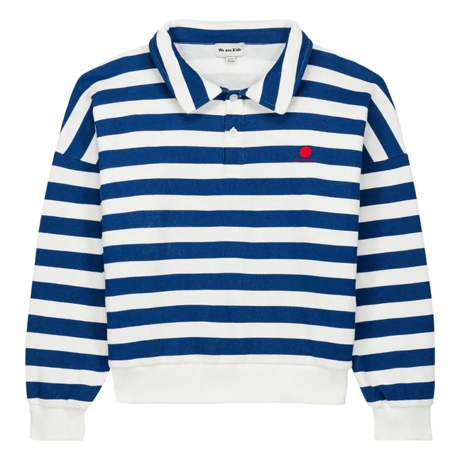 Polo Rayures Coton Bio | Bleu