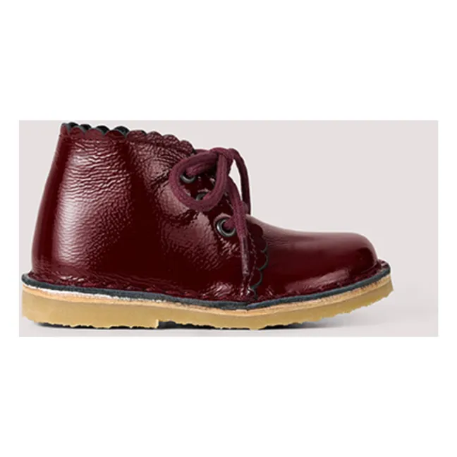 Scallop Lace Boots | Burgundy