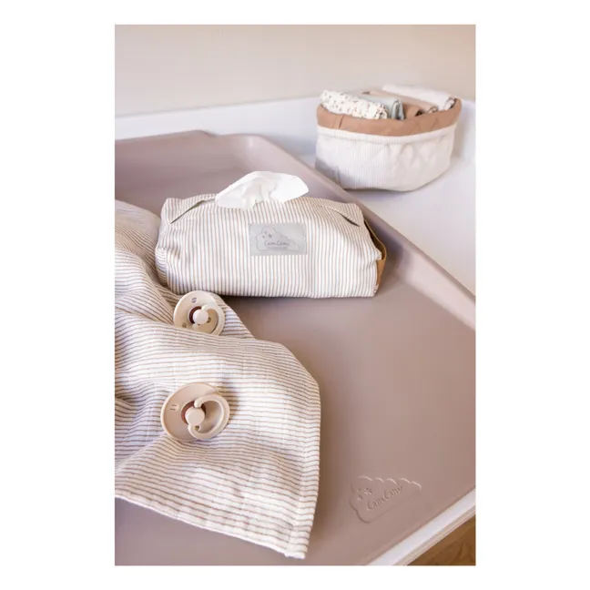 Estuche a rayas para toallitas | Camel