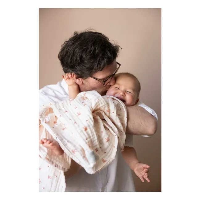 Manta de muselina con lazos | Rosa Pálido