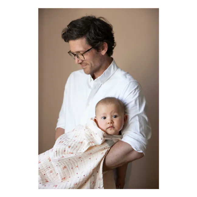 Manta de muselina con lazos | Rosa Pálido