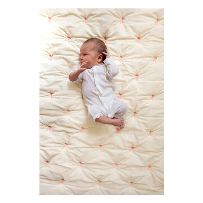 Manta bordada con lazos | Rosa