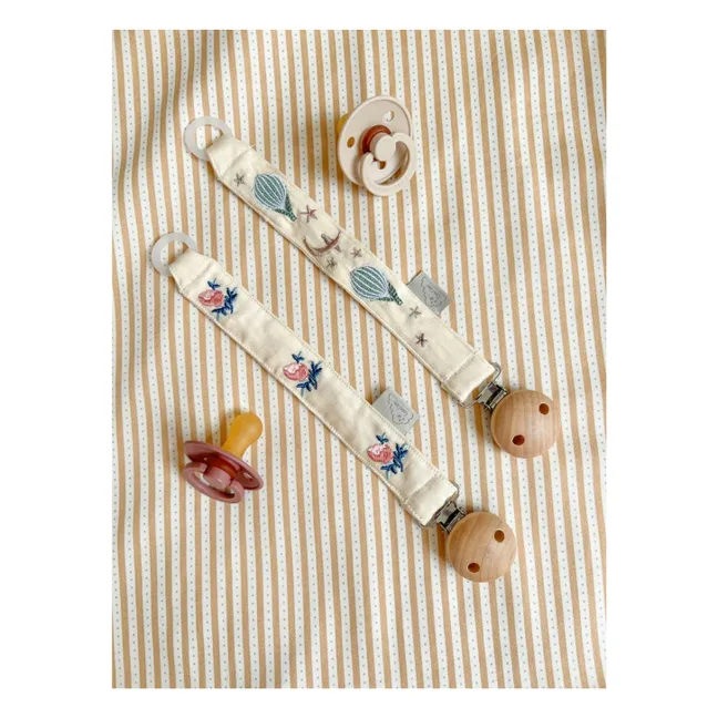 Dreamland embroidered pacifier clip | Light blue