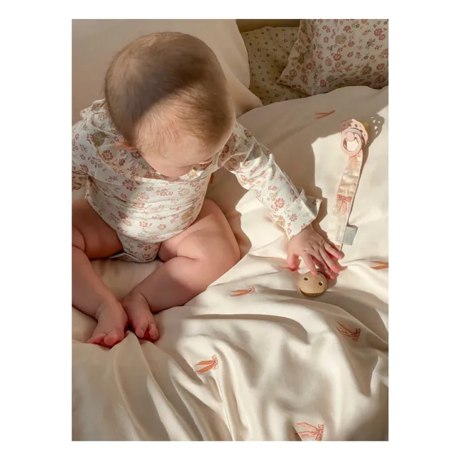 Attache-tétines brodé Bows | Rose