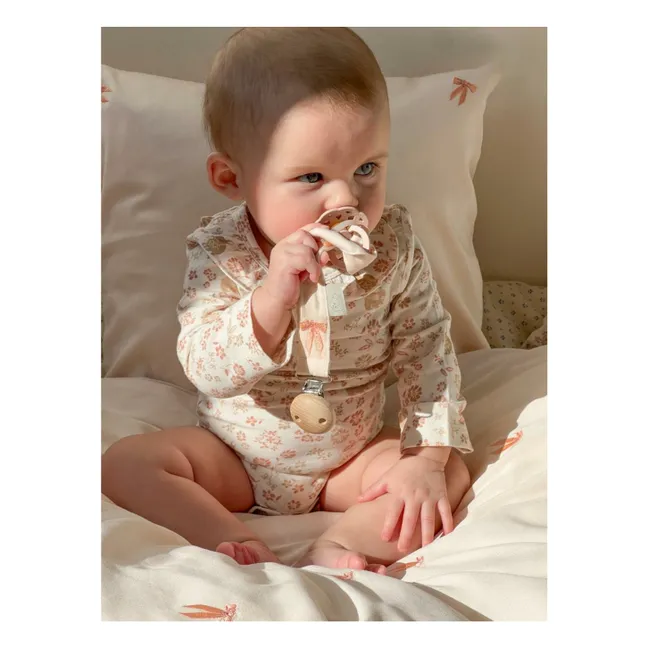 Bows embroidered pacifier clip | Pink