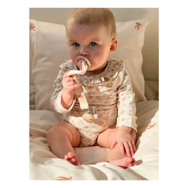 Bows embroidered pacifier clip | Pink