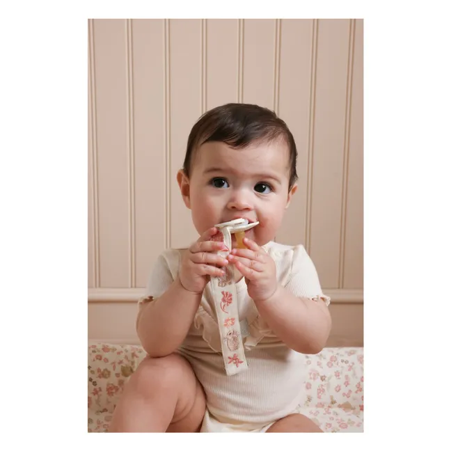 Augusta embroidered pacifier clip | Peach