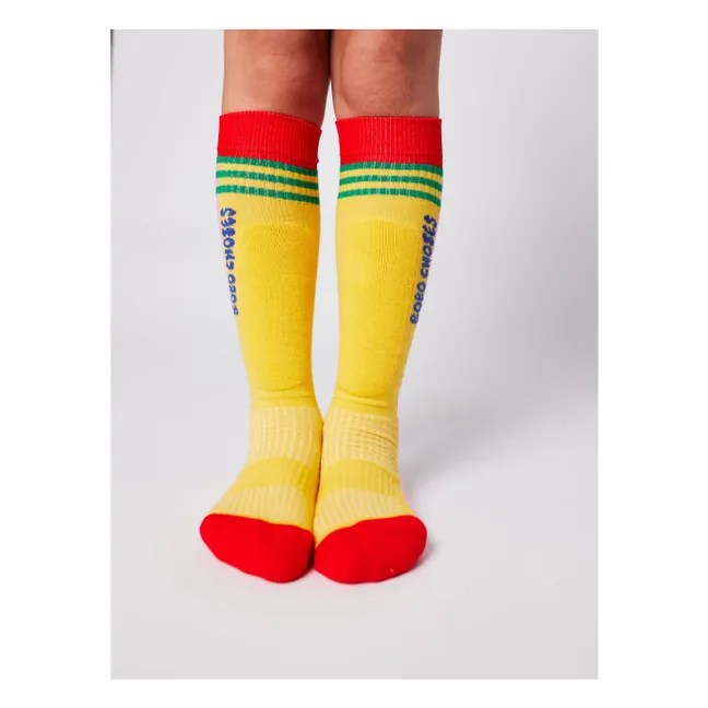 Gestreifte Bio-Baumwoll-Top-Socken | Rosa