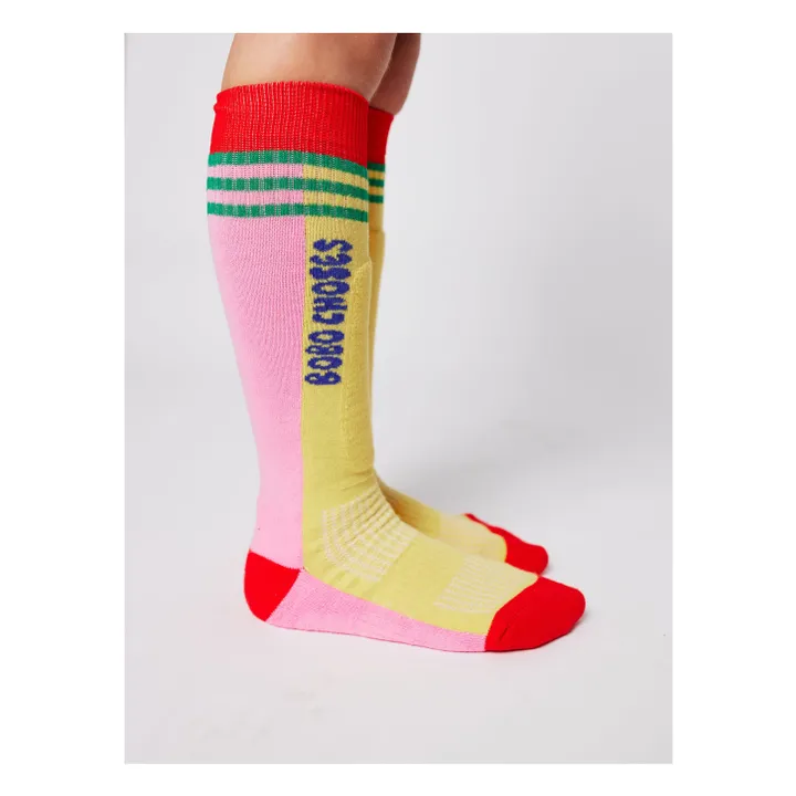 Calcetines de algodón orgánico a rayas | Rosa- Imagen del producto n°1