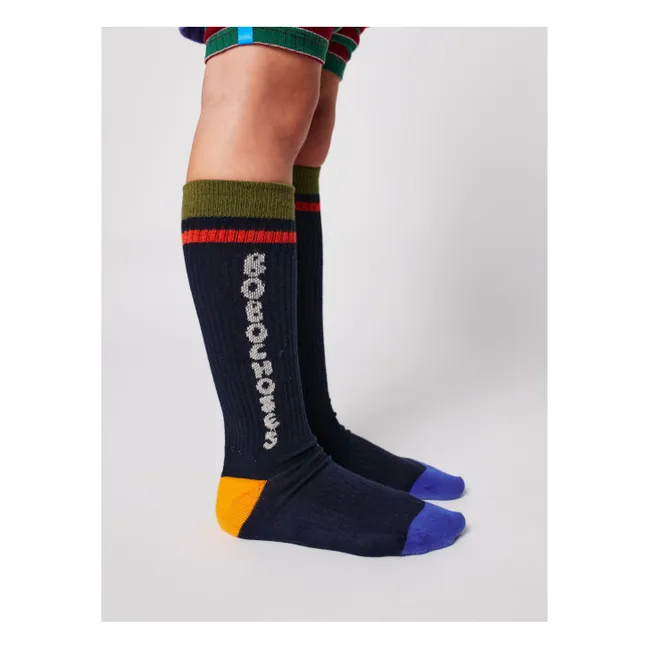 Chaussettes Hautes Bobo Coton Bio | Bleu nuit