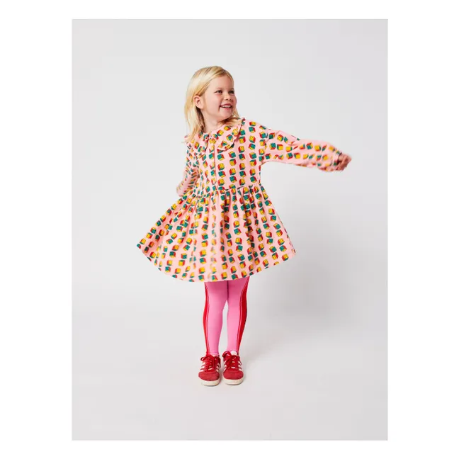 Bio-Baumwoll-Cord-Würfelkragen-Kleid | Rosa
