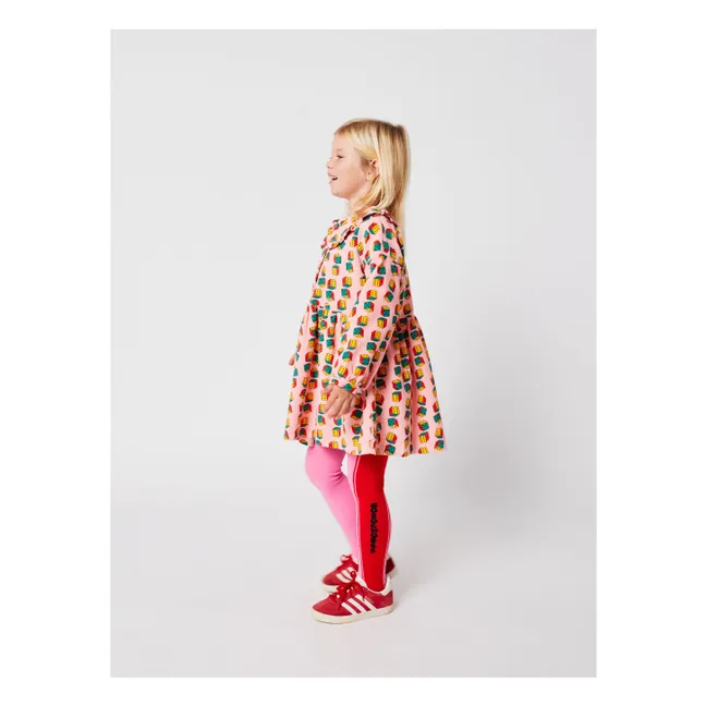 Bio-Baumwoll-Cord-Würfelkragen-Kleid | Rosa