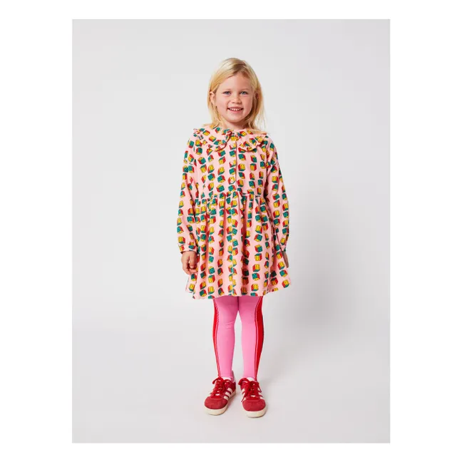 Bio-Baumwoll-Cord-Würfelkragen-Kleid | Rosa
