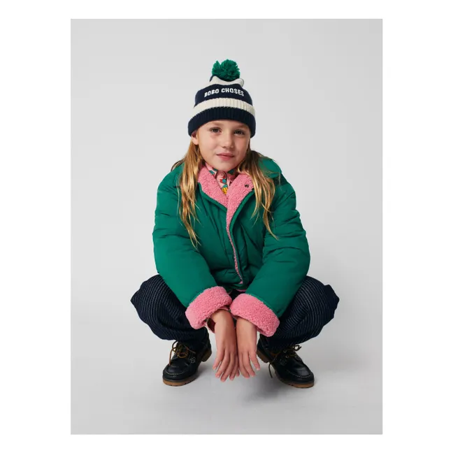 Wasserdichte Jacke aus recycelten Fasern, wendbar | Grün