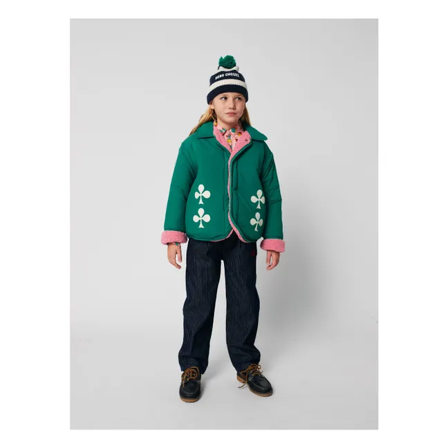 Wasserdichte Jacke aus recycelten Fasern, wendbar | Grün