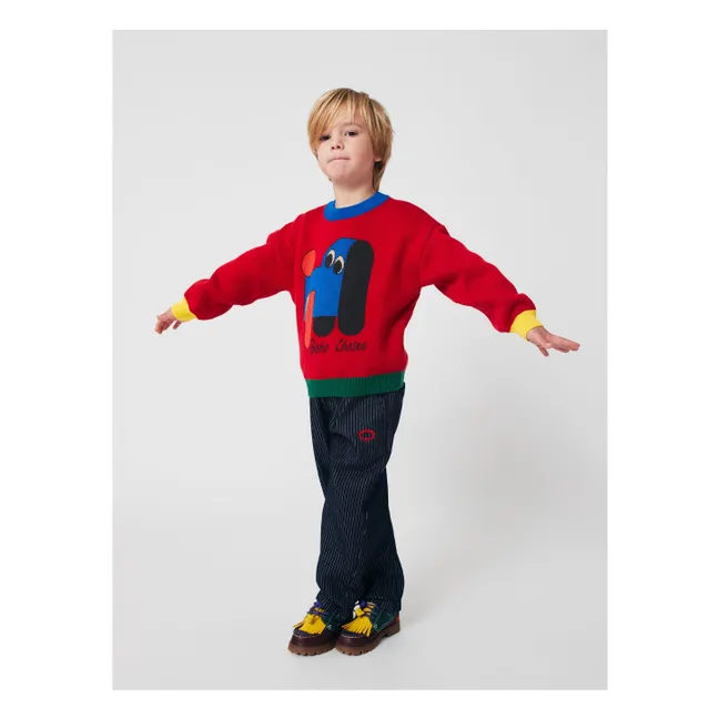 Colorblock Hundepullover aus Bio-Baumwolle | Rot