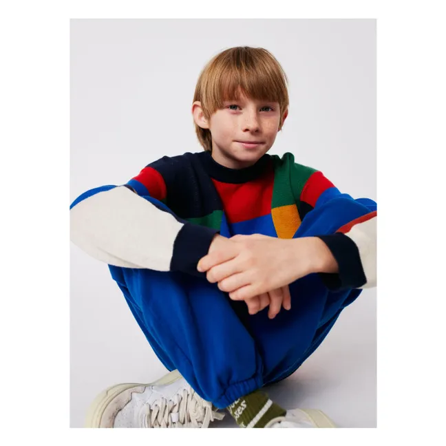 Pull Carreaux Coton Bio | Bleu