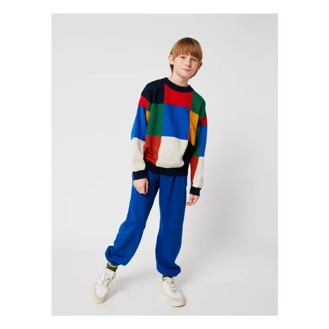 Pull Carreaux Coton Bio | Bleu