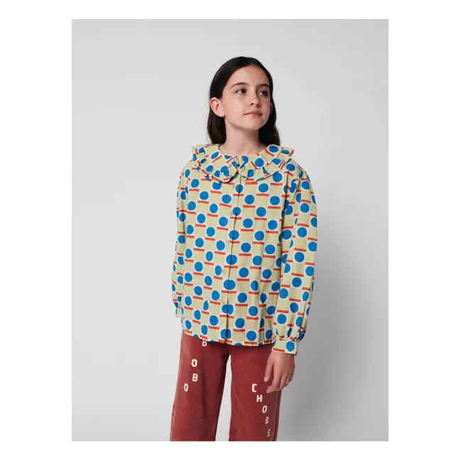 Geometrische Bluse aus Bio-Baumwolle | Seidenfarben