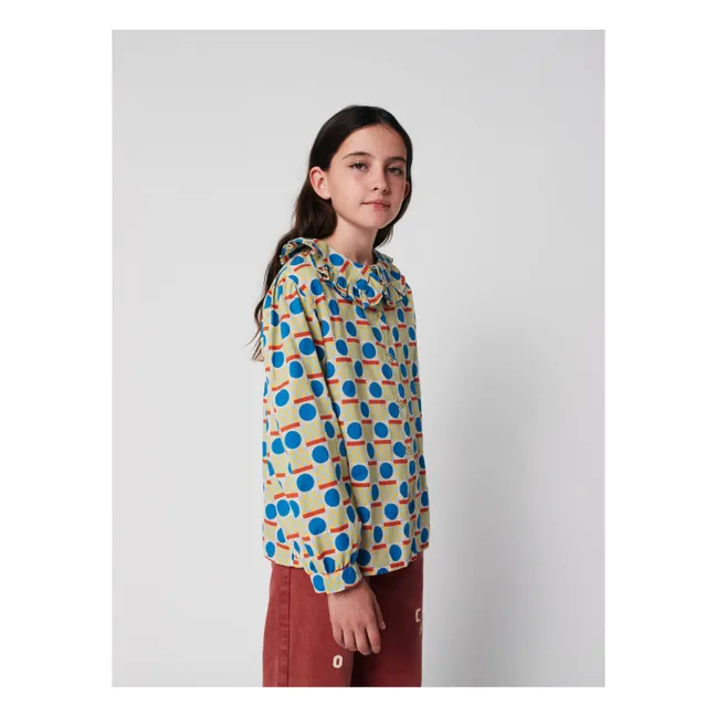 Geometrische Bluse aus Bio-Baumwolle | Seidenfarben