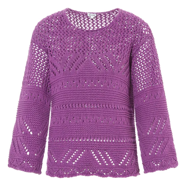 Cotton Crochet Sweater | Purple