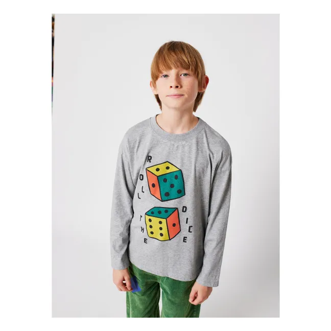 T-shirt Manches Longues Roll The Dice Coton Bio | Gris chiné