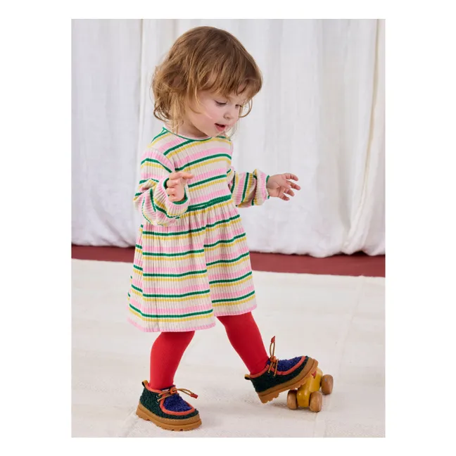 Striped Ribbed Organic Cotton Dress | Ecru
